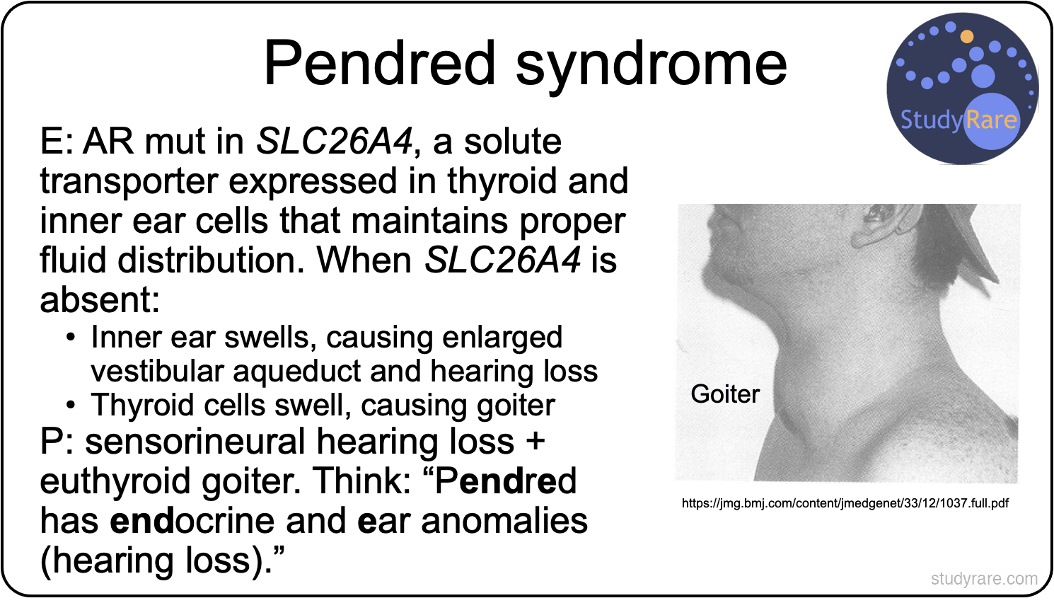 Pendred syndrome: goiter from thyroid organification defect